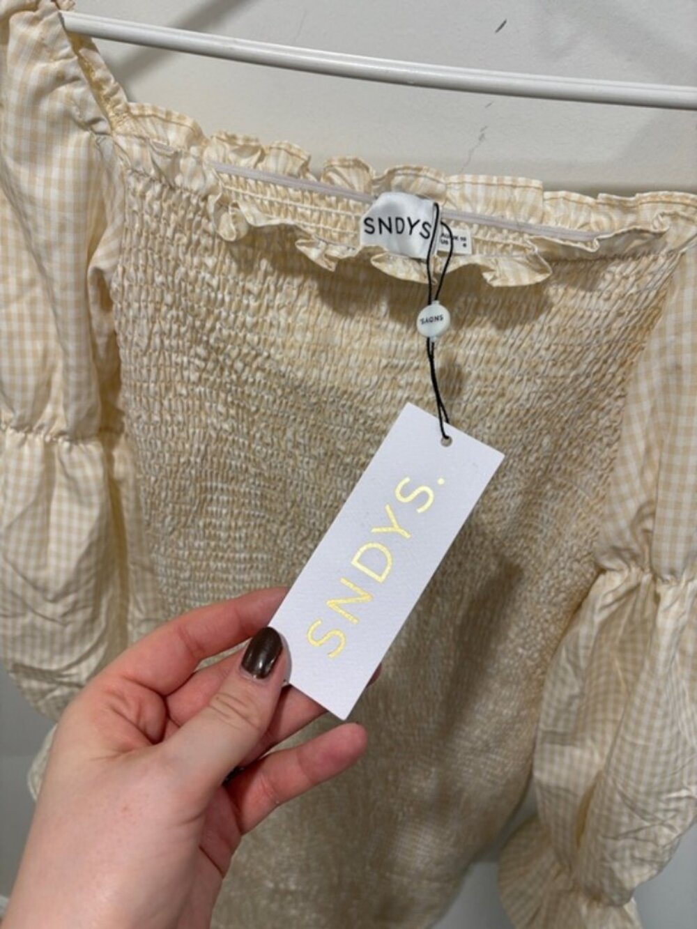 SNDYS Courtney Smocked Midi Dress - Cream, Size 6 - Picture 4 of 11